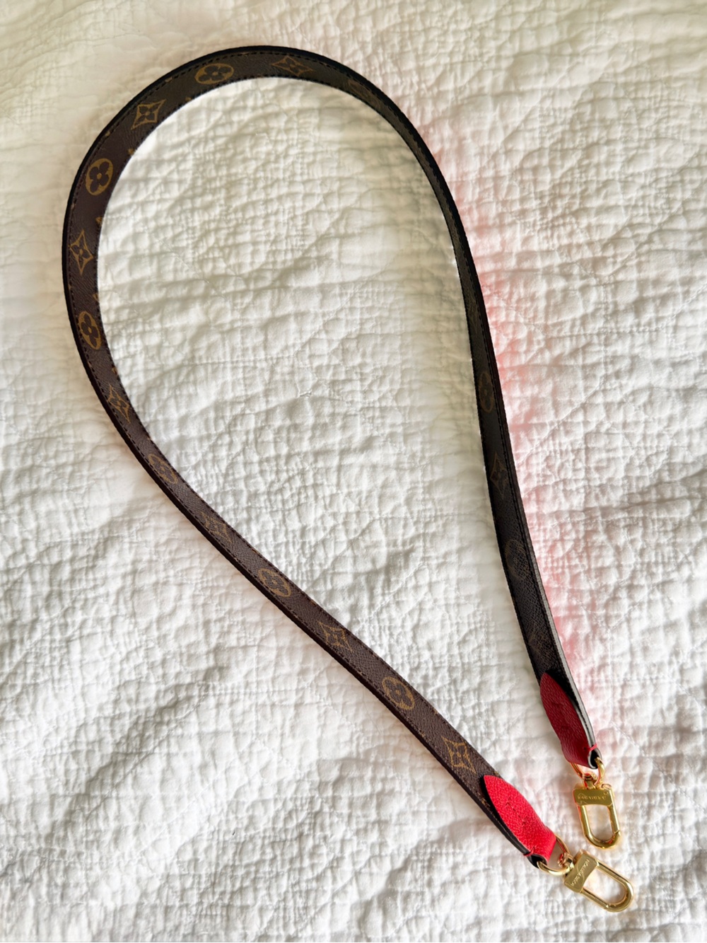 Louis Vuitton Canvas Monogram & Red Leather Strap  Bandoulier